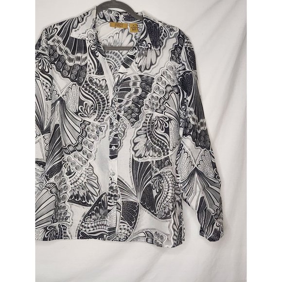 Valerie Stevens Roll Tab Sleeve Button front‎ blouse Size M - Picture 1 of 7